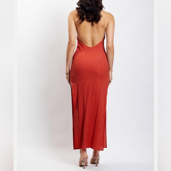Meshki demi crinkle maxi dress in burnt orange (XXS) - Picture 3 of 5